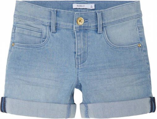 Name it KIDS slim fit jeans short NKFSALLI light denim short Blauw Meisjes Stretchdenim 164