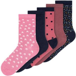NAME IT KIDS sokken NKFVILDE met all-over print set van 5 roze