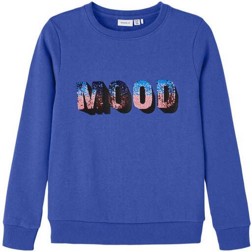 Name it KIDS sweater NKFNAMAGIC met printopdruk hardblauw Printopdruk 134 140