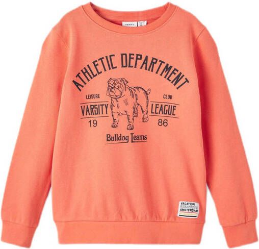 NAME IT KIDS sweater NKMDELONS met printopdruk koraal