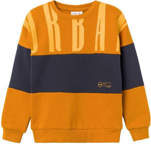 Name it KIDS sweater NKMOHUMUS goudgeel donkergrijs Meerkleurig 122 128