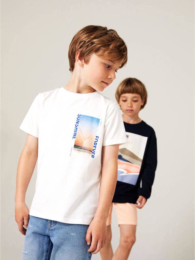 NAME IT KIDS T-shirt NKMFILAS met printopdruk wit