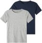Name it KIDS T-shirt set van 2 grijs melange donkerblauw Jongens Stretchkatoen Ronde hals 134 140 - Thumbnail 1