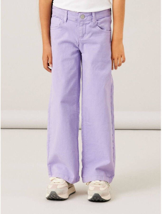 Name it KIDS wide leg jeans NKFROSE lila Paars Meisjes Stretchkatoen Effen 128
