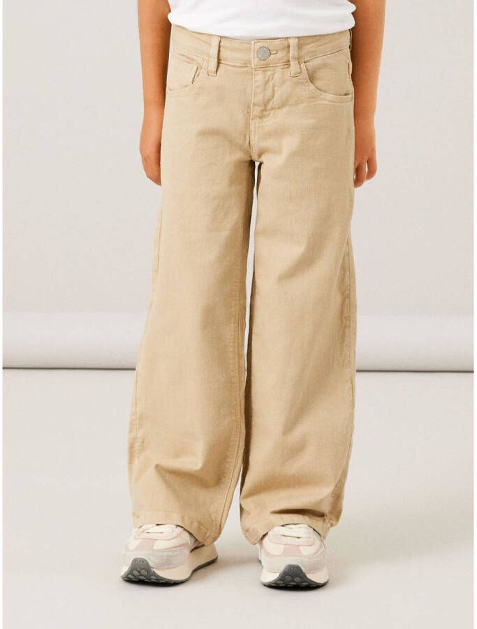 Name it KIDS wide leg broek NKFROSE zand Beige Meisjes Stretchkatoen 128