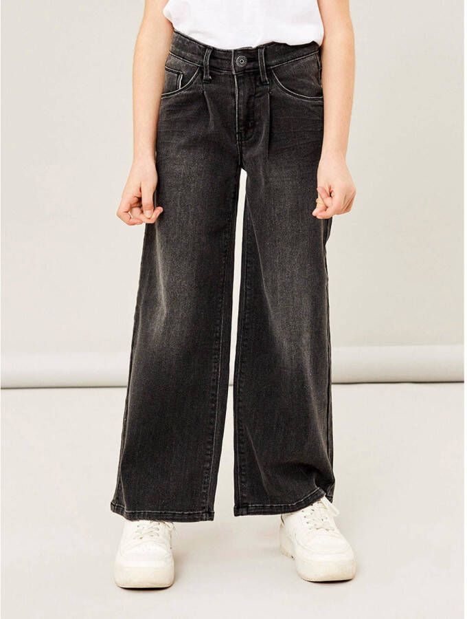 Name it KIDS wide leg jeans NKFBWIDE black denim Zwart Meisjes Stretchdenim 152