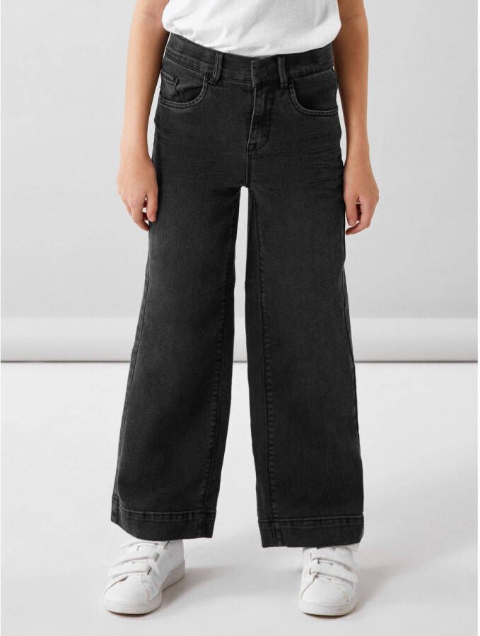 Name it KIDS wide leg jeans NKFROSE black denim Zwart Meisjes Stretchdenim 128