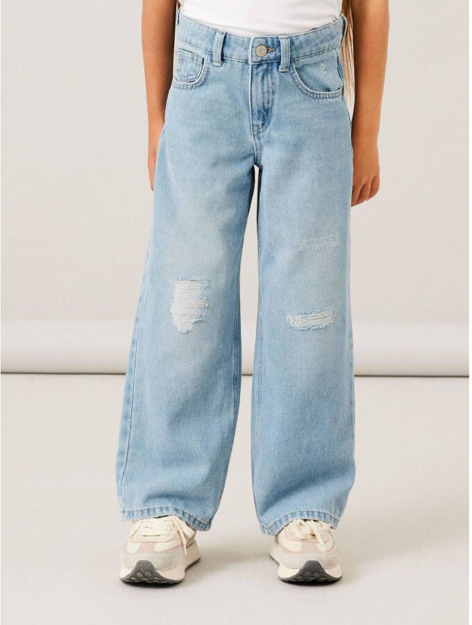Name it KIDS wide leg jeans NKFROSE HW WIDE JEANS 1411-TE NOOS light blue denim Blauw Meisjes Stretchdenim 116