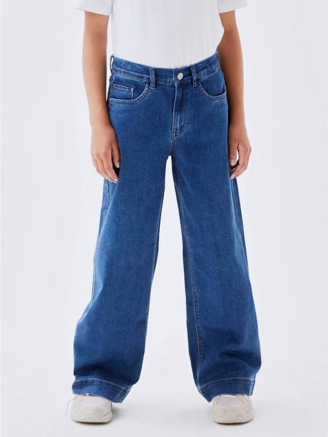 Name it KIDS wide leg jeans NKFROSE medium blue denim Blauw Meisjes Stretchdenim 152