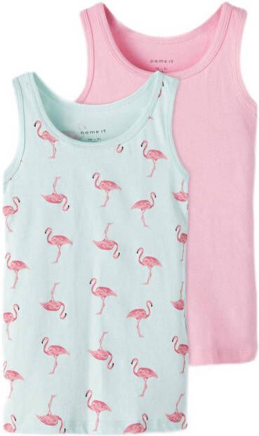 Name it MINI hemd set van 2 mintgroen roze Meisjes Stretchkatoen (duurzaam) Ronde hals 86