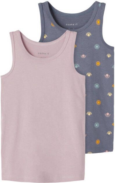 Name it MINI hemd set van 2 roze grijs Meisjes Stretchkatoen (duurzaam) Ronde hals 86