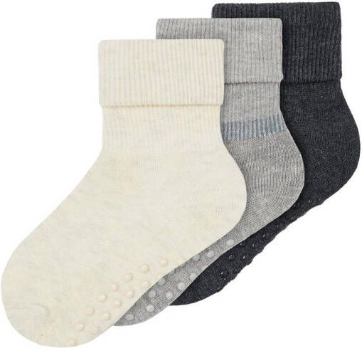 NAME IT MINI sokken set van 3 creme lichtgrijs donkerblauw