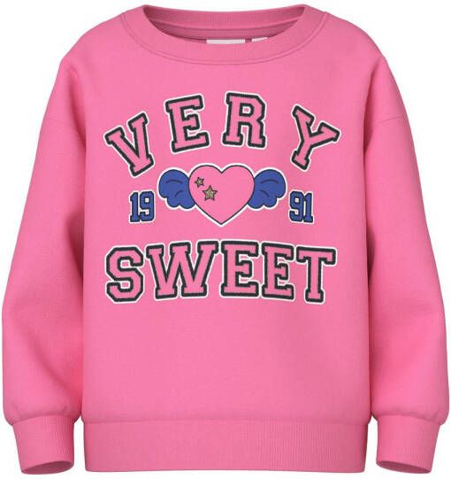 Name it MINI sweater NMFVILOUI met printopdruk roze Printopdruk 104