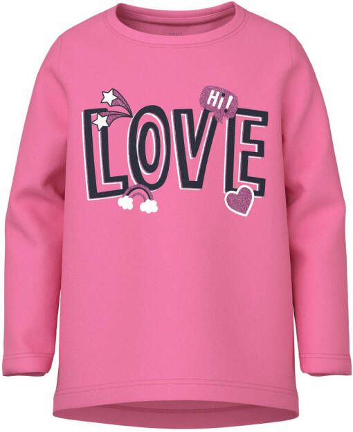 Name it MINI T-shirt NMFVIOLET met printopdruk roze Meisjes Katoen Ronde hals 122 128