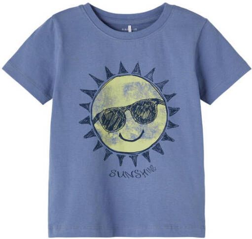 NAME IT MINI T-shirt NMMFREDDI met printopdruk blauw