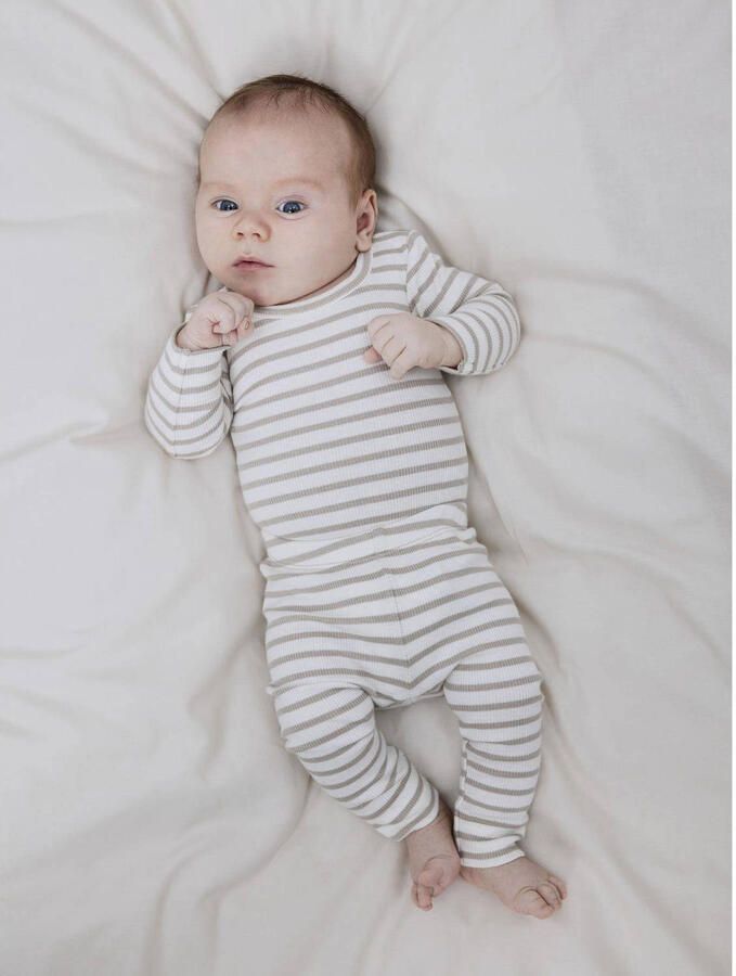 Name it BABY gestreepte romper NBNBANI beige ecru Jongens Katoen Ronde hals 50 - Foto 3