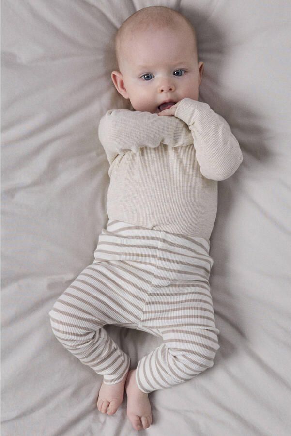 Name it BABY gestreepte romper NBNBANI beige ecru Jongens Katoen Ronde hals 50 - Foto 4