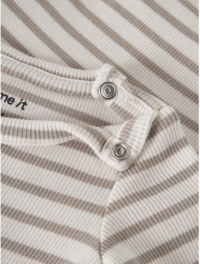 Name it BABY gestreepte romper NBNBANI beige ecru Jongens Katoen Ronde hals 50 - Foto 3