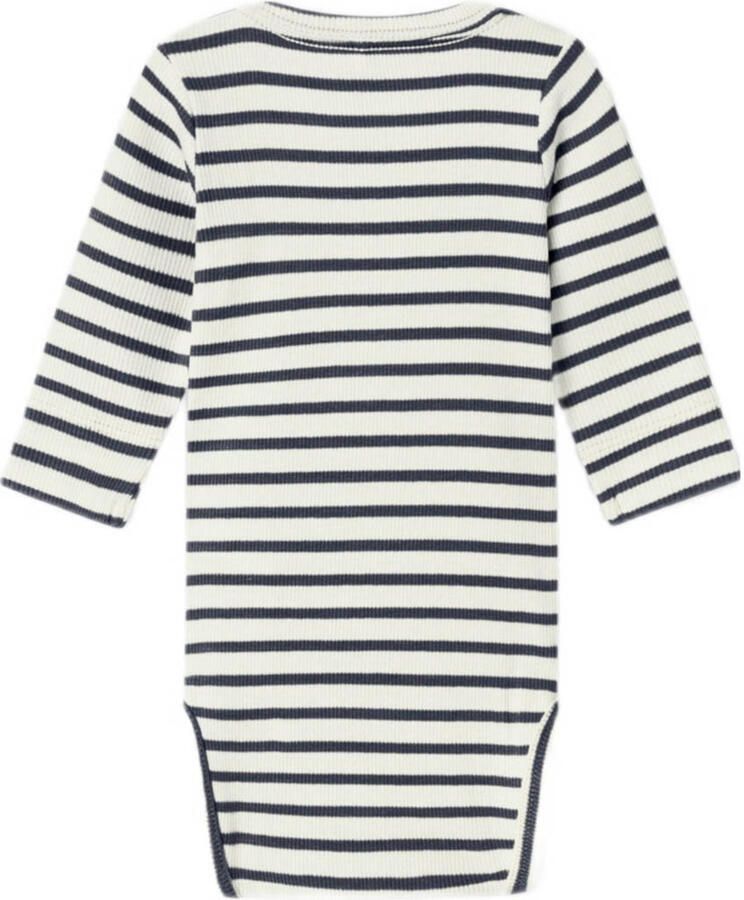 Name it BABY gestreepte romper NBNBANI donkerblauw ecru Jongens Katoen Ronde hals 50