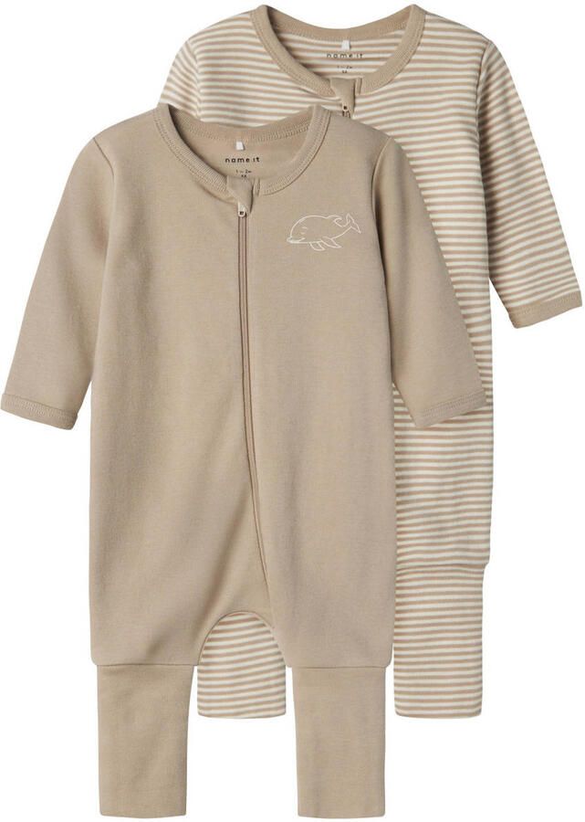 Name it BABY pyjama set van 2 donkerblauw wit Beige Jongens Katoen Ronde hals 104 - Foto 3