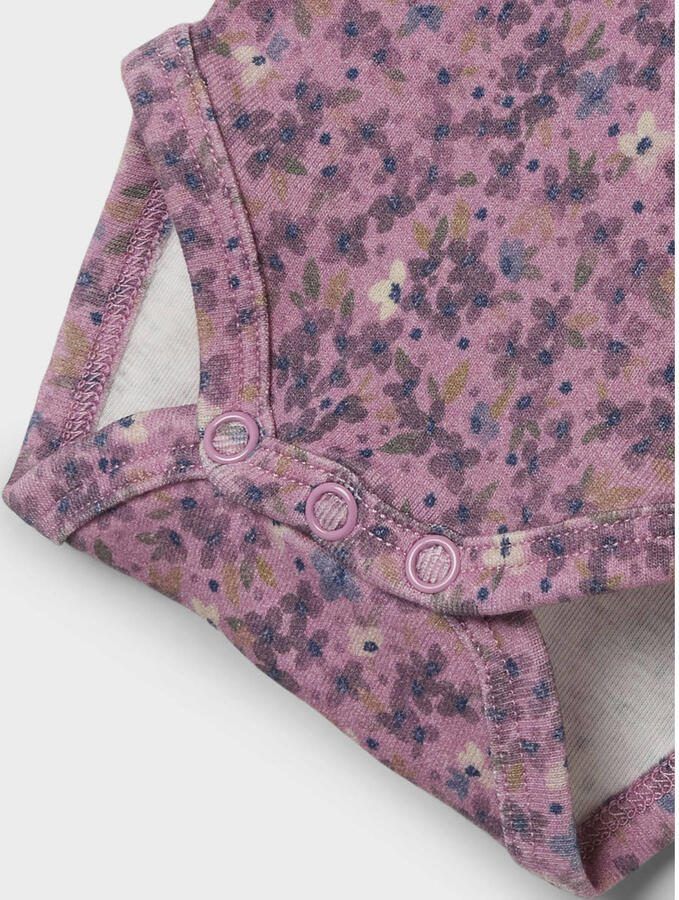Name it BABY Romper Roze Meisjes Stretchkatoen Ronde hals Bloemen 56 - Foto 2
