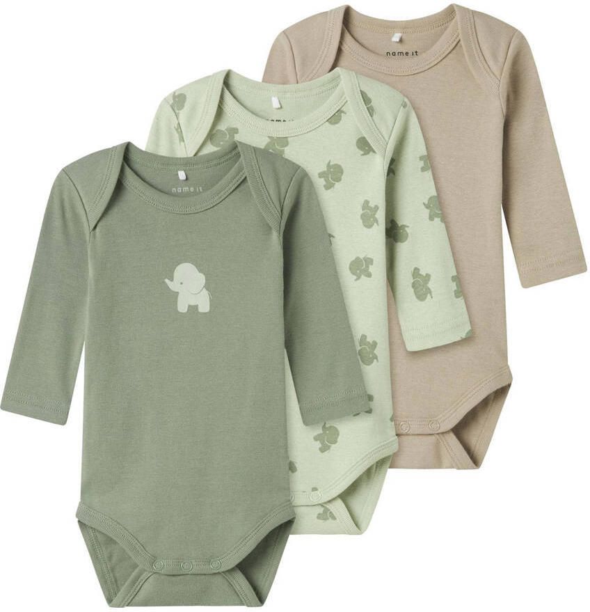 Name It Slaaponesie NBMBODY 3P LS SEA FOAM ELEPHANT NOOS (set 3-delig) - Foto 3