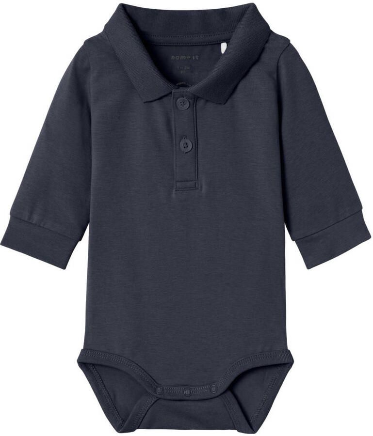 Name it BABY romper NBMHOLGER donkerblauw Jongens Katoen Polokraag Effen 56 - Foto 3
