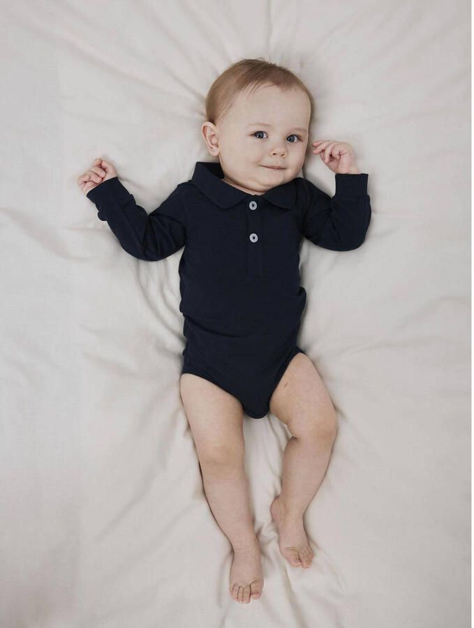 Name it BABY romper NBMHOLGER donkerblauw Jongens Katoen Polokraag Effen 56 - Foto 2