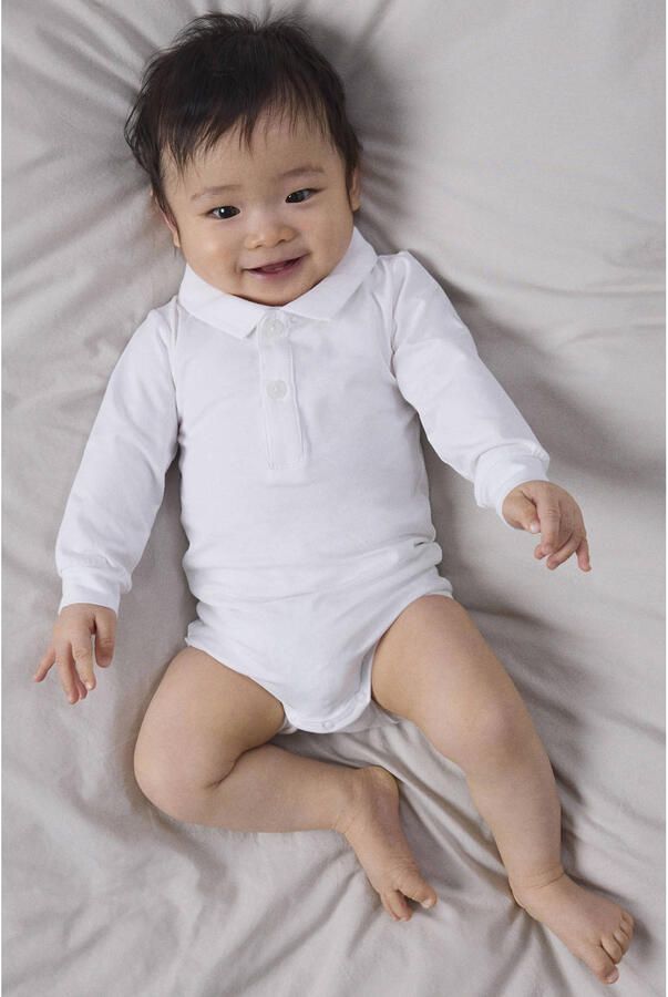Name it BABY romper NBMHOLGER wit Jongens Katoen Polokraag Effen 50 - Foto 3