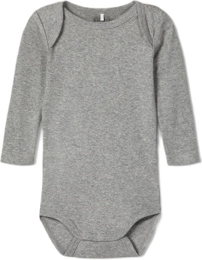 Name it BABY romper NBNBODY set van 3 grijs melange wit donkerblauw Katoen Ronde hals 62 - Foto 2