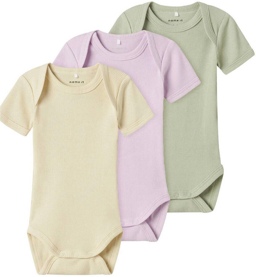 Name It Body met korte mouwen NBNBODY 3P SS SOLID RIB NOOS (set 3-delig) - Foto 3