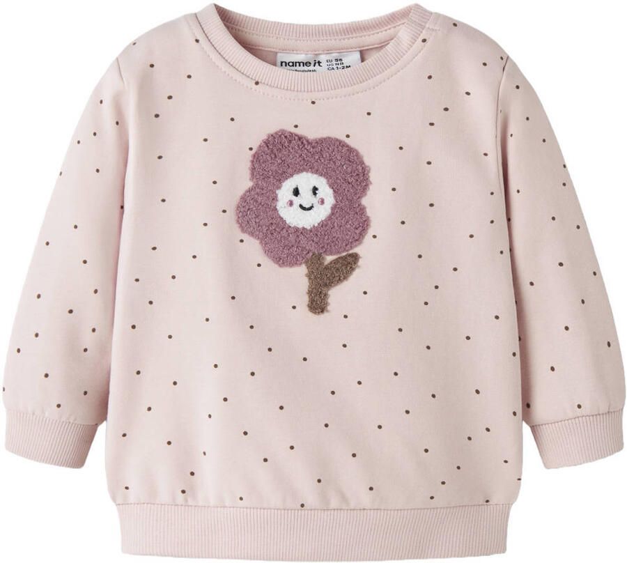 NAME IT BABY sweater met stippen lichtroze