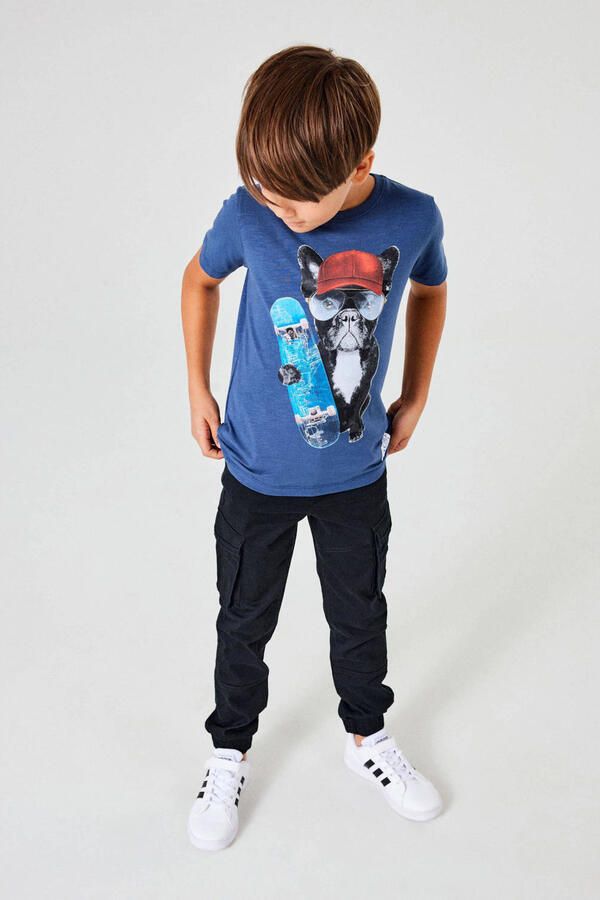 Name it bamgo zwarte jongens regular fit cargo twill katoen stretch broek - Foto 2