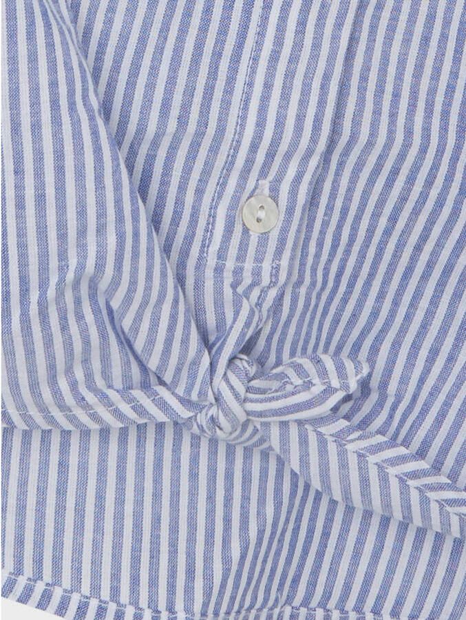 Name it gestreepte blouse NKFFEMMA blauw wit Meisjes Katoen Klassieke kraag 122-128