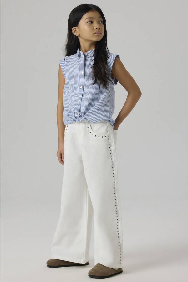 Name it gestreepte blouse NKFFEMMA blauw wit Meisjes Katoen Klassieke kraag 122-128 - Foto 2