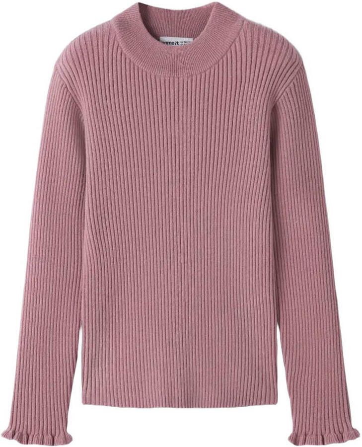 NAME IT KIDS aansluitende longsleeve met ruches lila