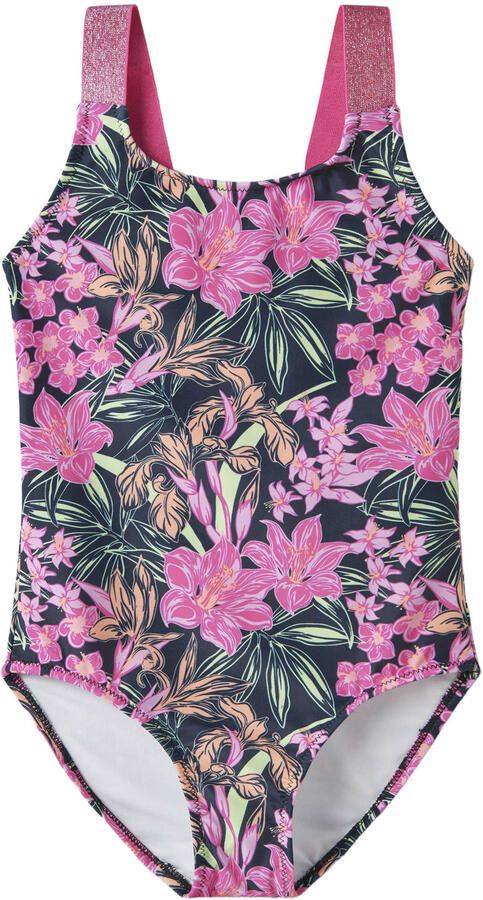 NAME IT KIDS badpak NKFZERIA roze donkerblauw