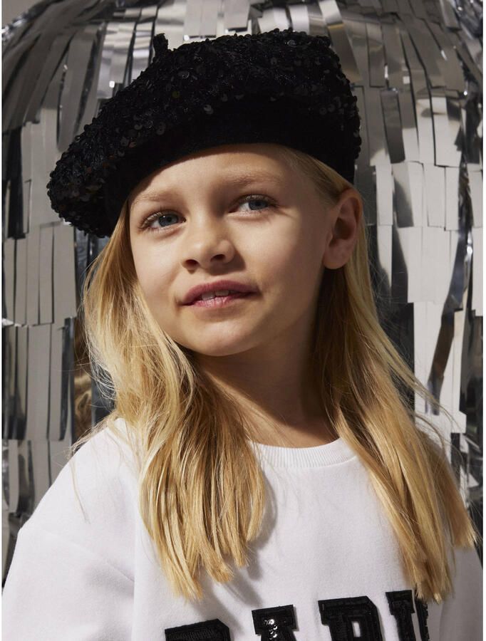 NAME IT KIDS baret met pailletten zwart - Foto 2