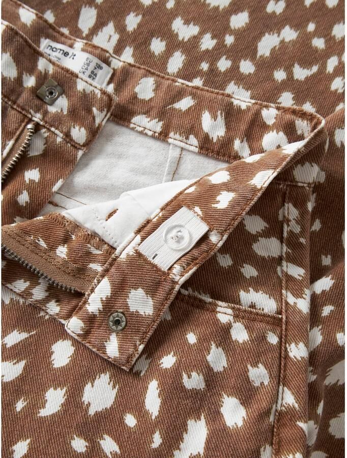 NAME IT KIDS barrel casual broek met print bruin Meisjes Katoen All over print - Foto 2