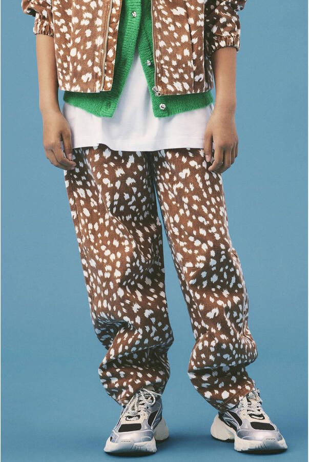 NAME IT KIDS barrel casual broek met print bruin Meisjes Katoen All over print