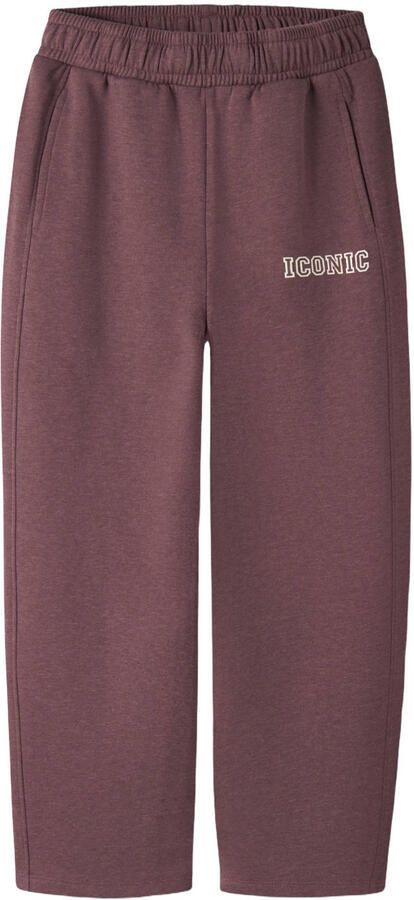 NAME IT KIDS barrel joggingbroek met tekst roodbruin