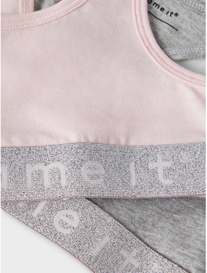 Name it KIDS bh top set van 2 lichtroze grijs melange Meisjes Stretchkatoen 122 128 - Foto 2