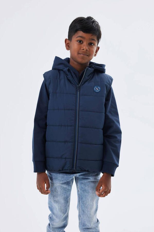 Name it KIDS bodywarmer NKMMYLANE donkerblauw Jongens Gerecycled polyester Opstaande kraag 176 - Foto 1