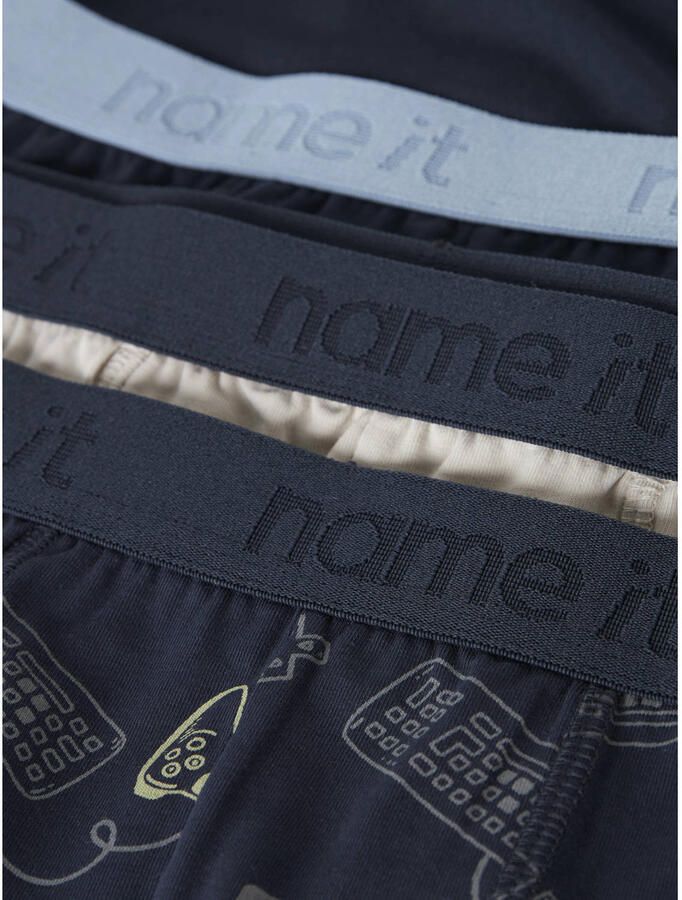 NAME IT KIDS boxershort donkerblauw ecru (set van 3)