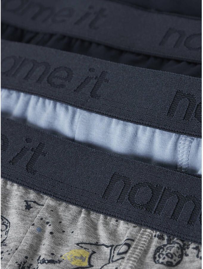 NAME IT KIDS boxershort grijs blauw donkerblauw (set van 3)