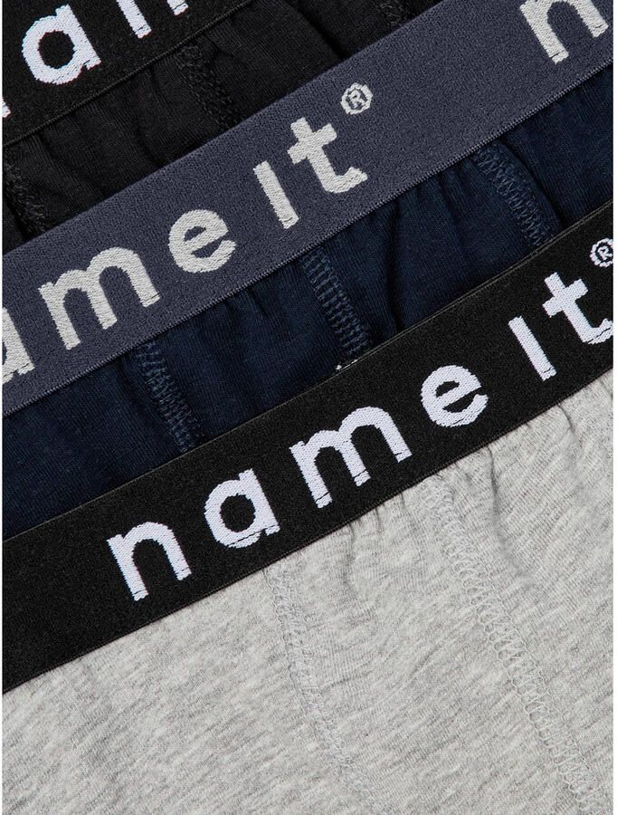 Name it KIDS boxershort NKMBOXER set van 3 donkerblauw grijs melange zwart Jongens Stretchkatoen 134 140 - Foto 3