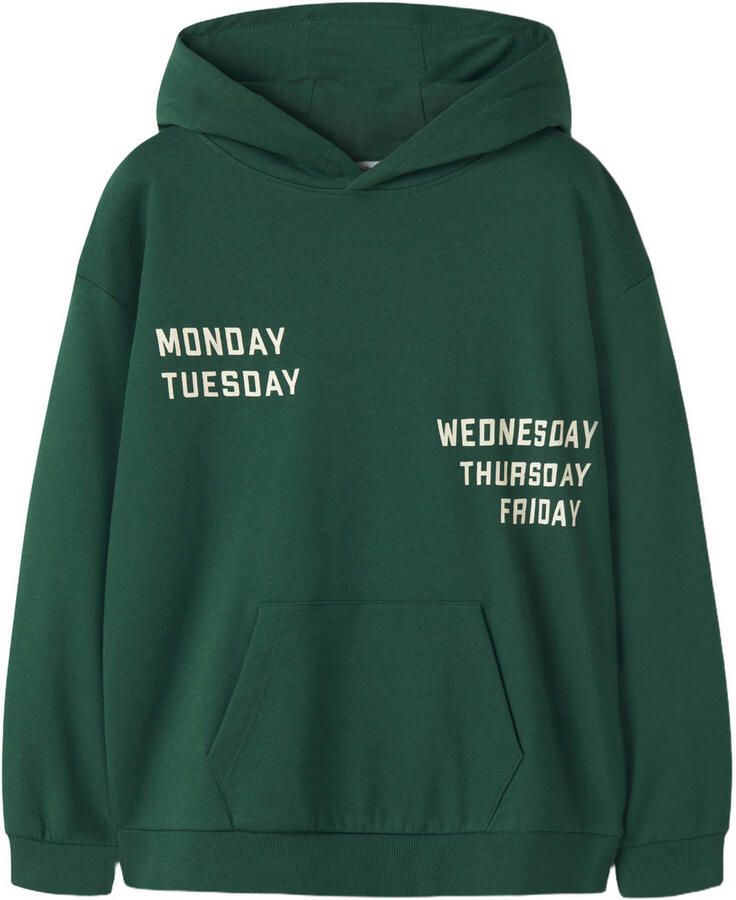 NAME IT KIDS boxy hoodie met backprint groen