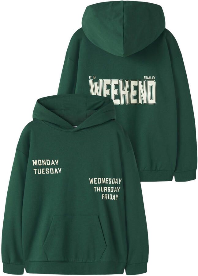 NAME IT KIDS boxy hoodie met backprint groen - Foto 3
