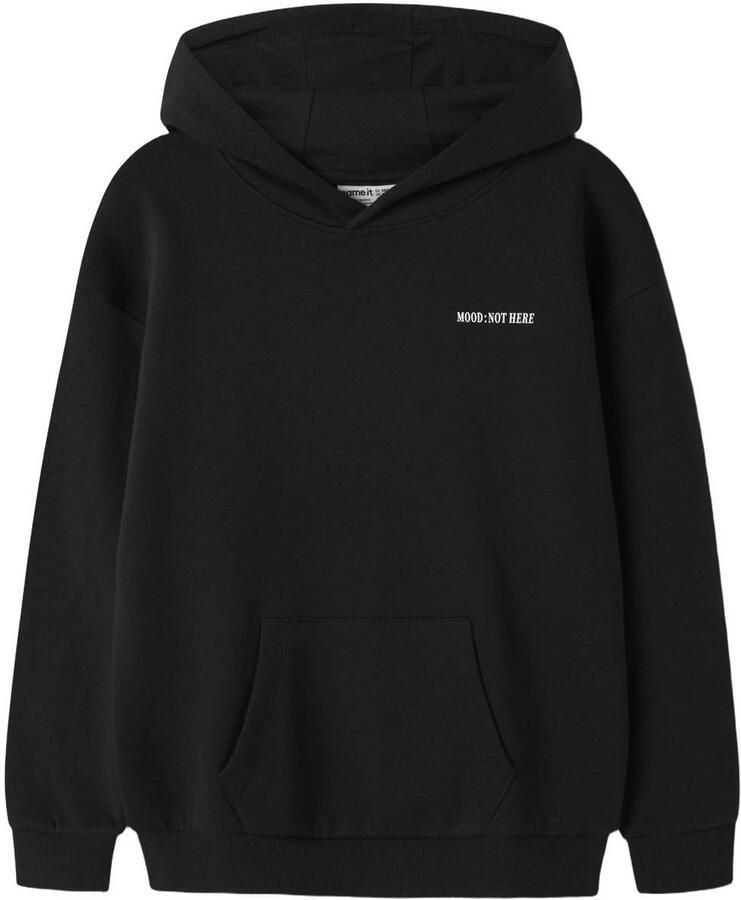 NAME IT KIDS boxy hoodie met backprint zwart