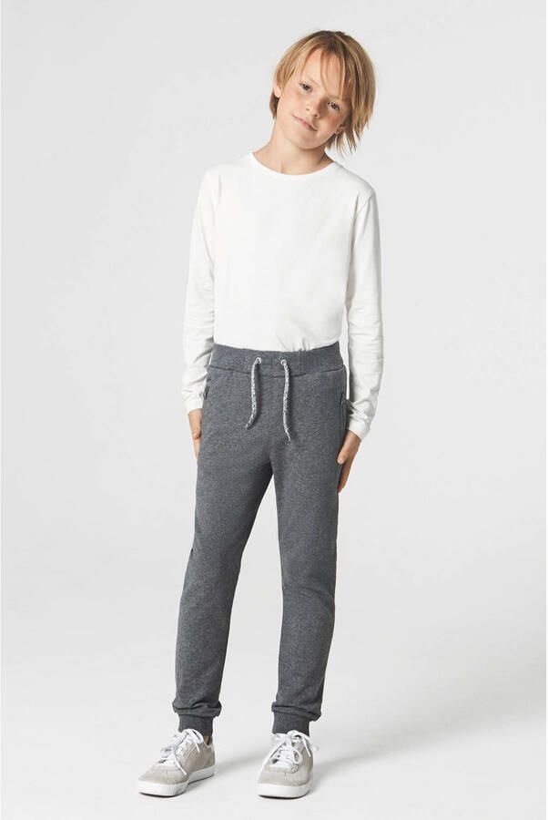 Name it KIDS broek NKMHONK donkergrijs melange Sweat Melée 104 - Foto 2